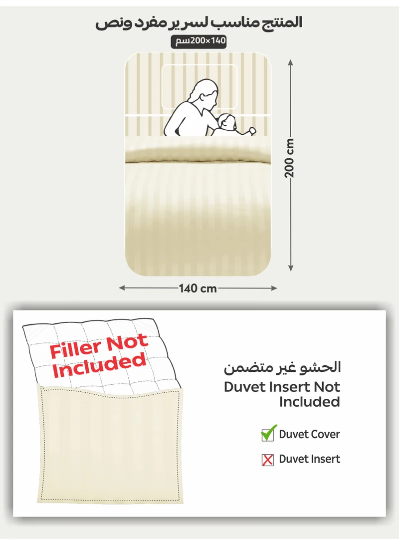 دوناتيلا Striped Duvet Cover Set Single Size 170x230 cm - 4-Pcs Bed Set, Microfiber Fabric - 1 Duvet Cover, 1 Fitted Sheet, 2 Pillow Sham, (Filler Not Included)