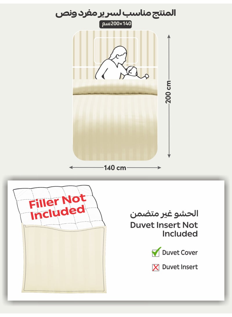 Donetella Striped Duvet Cover Set Single Size 170x230 cm - 4-Pcs Bed Set, Microfiber Fabric - 1 Duvet Cover, 1 Fitted Sheet, 2 Pillow Sham, (Filler Not Included) - Image 3