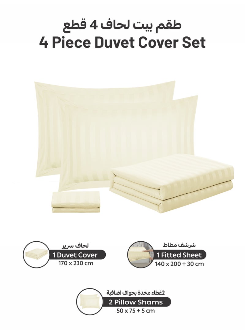 Donetella Striped Duvet Cover Set Single Size 170x230 cm - 4-Pcs Bed Set, Microfiber Fabric - 1 Duvet Cover, 1 Fitted Sheet, 2 Pillow Sham, (Filler Not Included) - Image 4