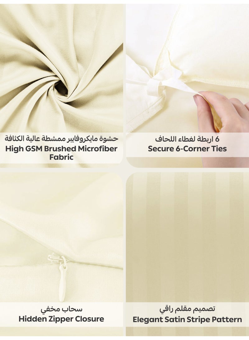 Donetella Striped Duvet Cover Set Single Size 170x230 cm - 4-Pcs Bed Set, Microfiber Fabric - 1 Duvet Cover, 1 Fitted Sheet, 2 Pillow Sham, (Filler Not Included) - Image 5