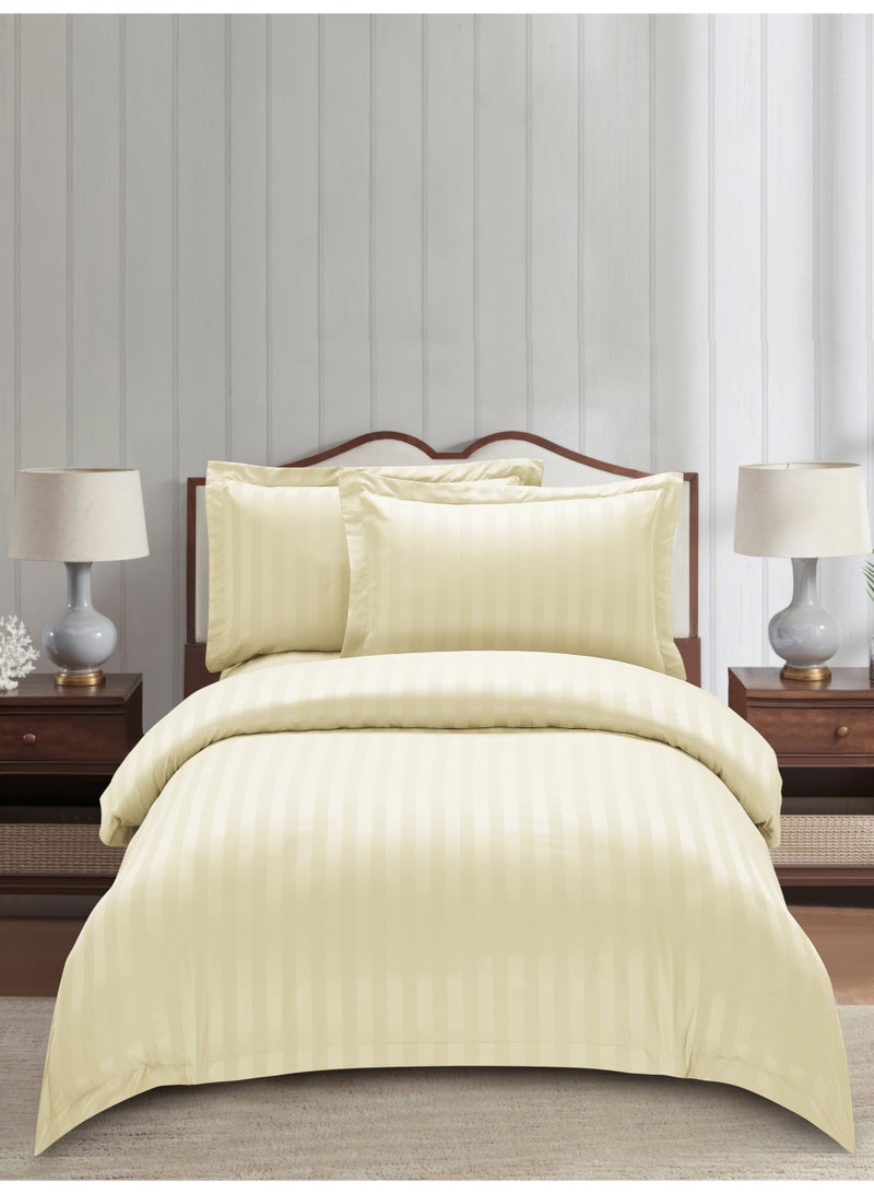 Donetella Striped Duvet Cover Set Single Size 170x230 cm - 4-Pcs Bed Set, Microfiber Fabric - 1 Duvet Cover, 1 Fitted Sheet, 2 Pillow Sham, (Filler Not Included) - Image 1