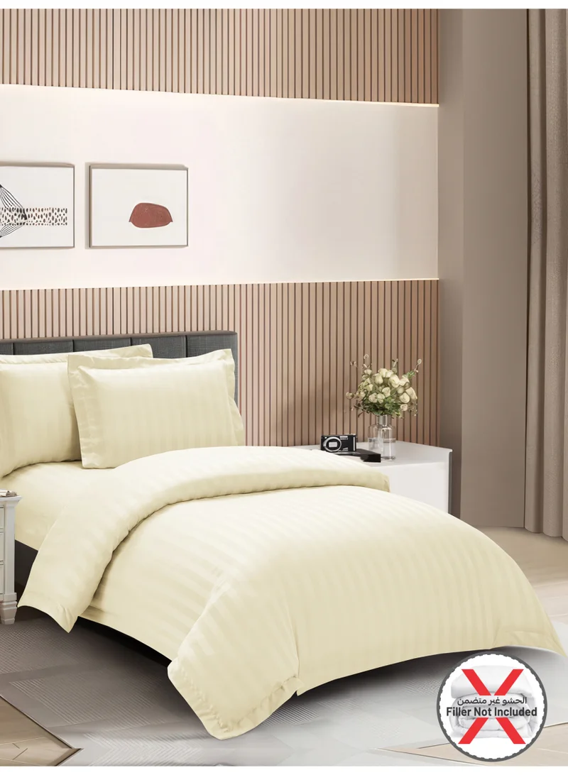 دوناتيلا طقم غطاء لحاف فندقي مقلم 4 قطع مقاس مفرد ونص يناسب سرير 140×200 سم, مايكروفايبر فائق النعومة مضاد للحساسية , يناسب جميع المواسم ( بدون حشوة لحاف )