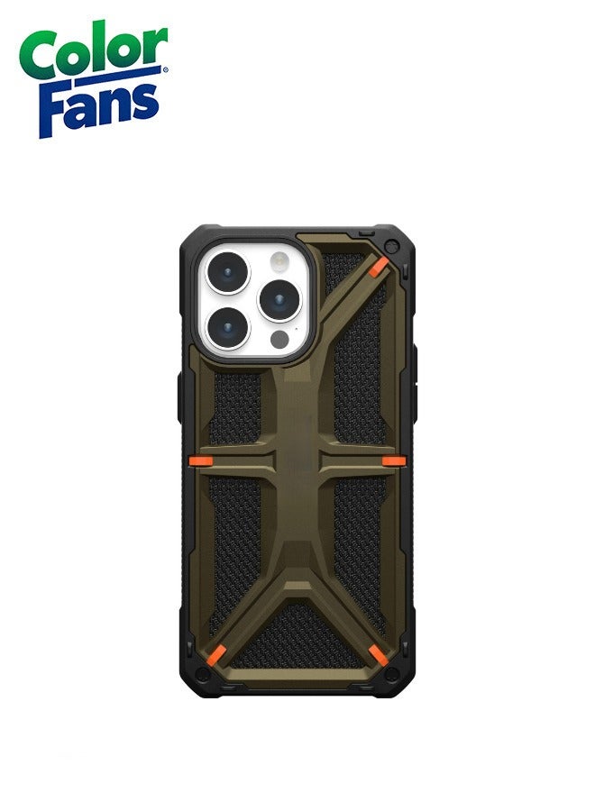 Color Fans Apple iPhone 14 Pro Max Case,Monarch Kevlar® Rugged Heavy Duty Dropproof Protective Cover - Elemental Green  - Image 2