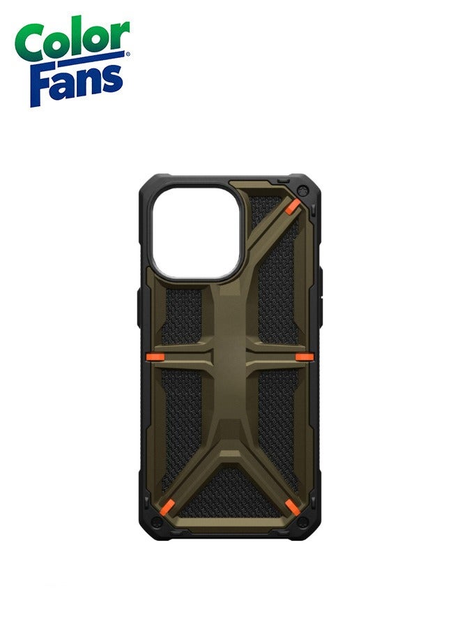 Color Fans Apple iPhone 14 Pro Max Case,Monarch Kevlar® Rugged Heavy Duty Dropproof Protective Cover - Elemental Green  - Image 4