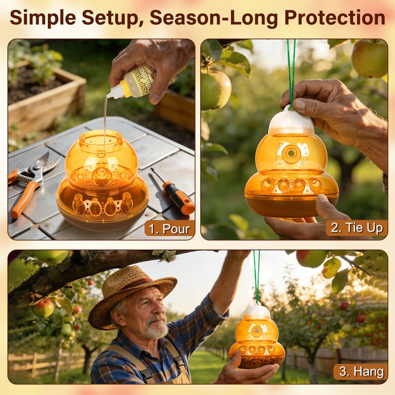 Stingmon 2 Pack Reusable Wasp Traps Outdoor Hanging with Baits, Bee Traps for Outside with Bait Attractant Refills Yellow Jacket Trap Carpenter Hornet Trap Wasp Catcher for Outdoors, Wasps Killer Garden, Farm - Image 3