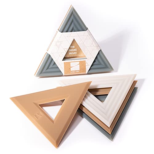 LINE+ARC Extra Thick Silicone Trivets (Featured in ELLE Decor & BuzzFeed) Waterproof Dishwasher-Safe Stain Resistant (Set of 3 Joshua Tree Degrē Trivets) Outdoor Rubber Coffee Mid-Century Modern - Image 1