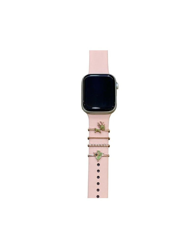 حلقات زخرفية متوافقة مع أساور Apple Watch المصنوعة من السيليكون مقاس 45 مم 44 مم 42 مم 41 مم 40 مم 38 مم iWatch Series 8 7 6 5 4 3 2 1 سوار ساعة إكسسوارات معدنية ماسية (بدون حزام) - Image 1