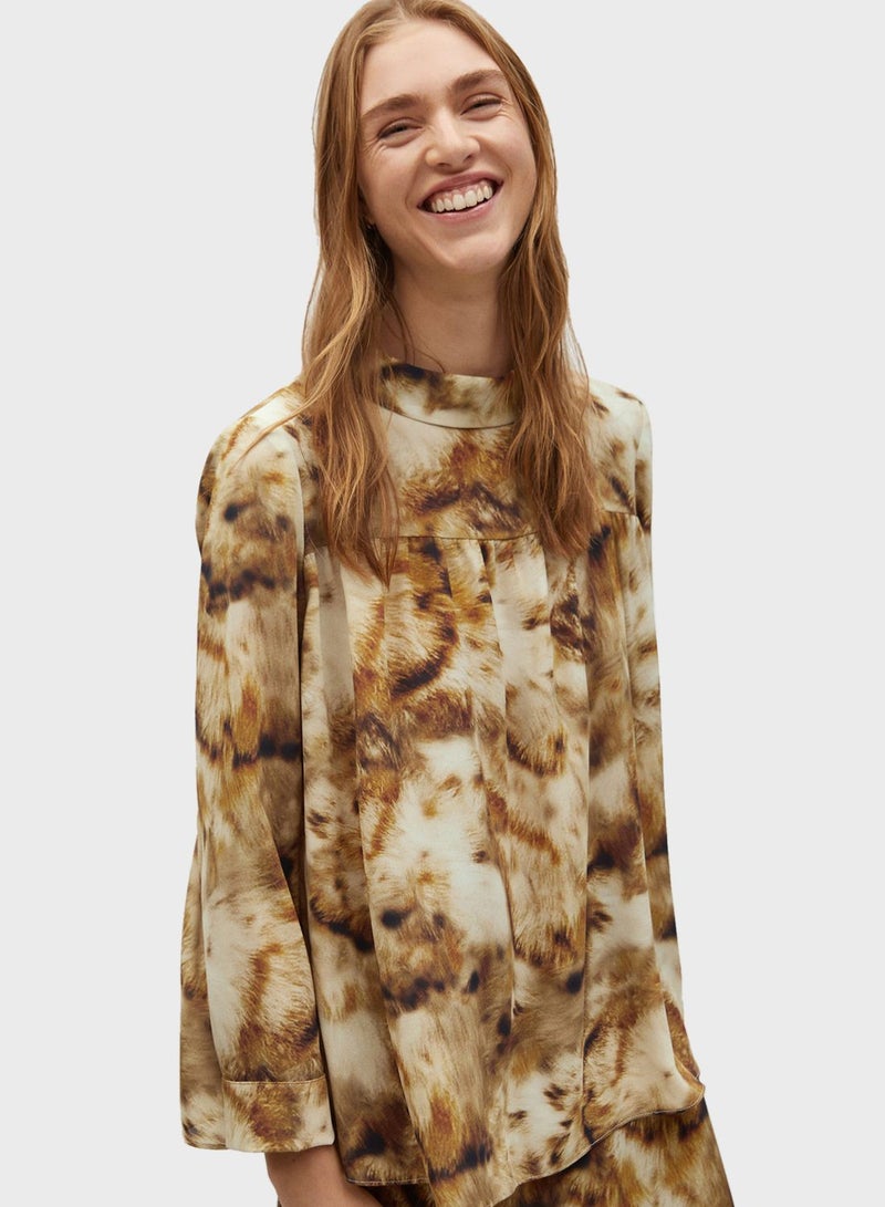 MANGO High Neck Printed Top - Image 4