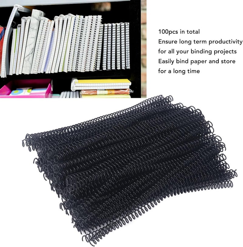 100 Pack Plastic Spiral Binding Coils, 9.5mm(3/8), 75 Sheet Capacity, 4:1 Pitch, 48Loops, for A4 Paper, for Students and Coworkers (Black) - Image 2
