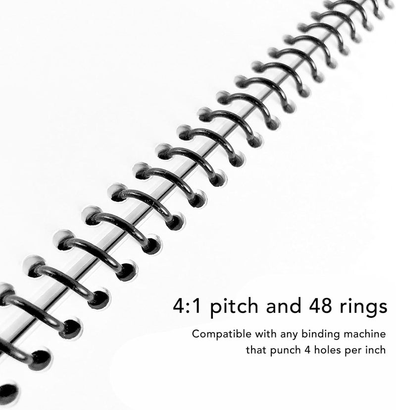 100 Pack Plastic Spiral Binding Coils, 9.5mm(3/8), 75 Sheet Capacity, 4:1 Pitch, 48Loops, for A4 Paper, for Students and Coworkers (Black) - Image 5