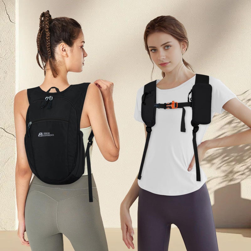 HIGH EXPERIENCE Hiking Backpack 10L/15L Small Daypack Lightweight Packable Travel Foldable Water Resistan for Women Men (Black, 10L) - Image 2