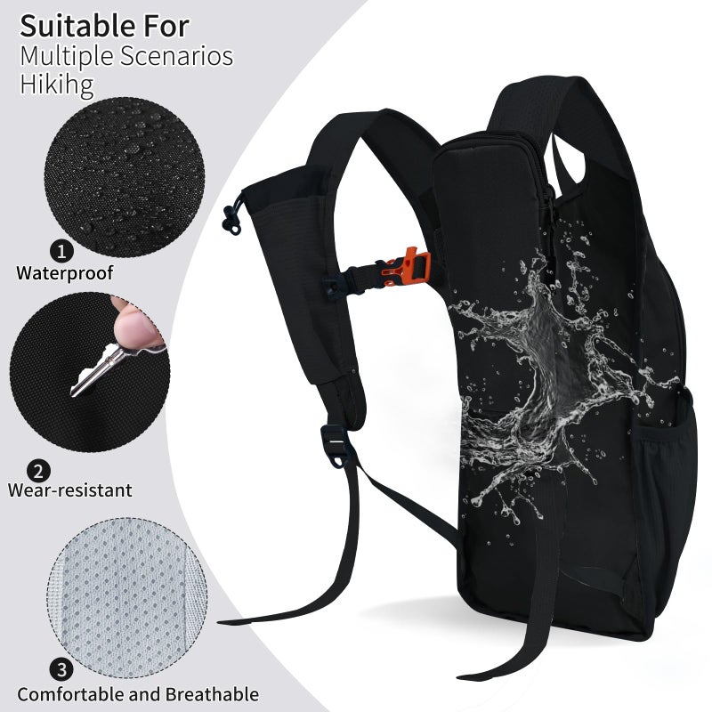 HIGH EXPERIENCE Hiking Backpack 10L/15L Small Daypack Lightweight Packable Travel Foldable Water Resistan for Women Men (Black, 10L) - Image 4