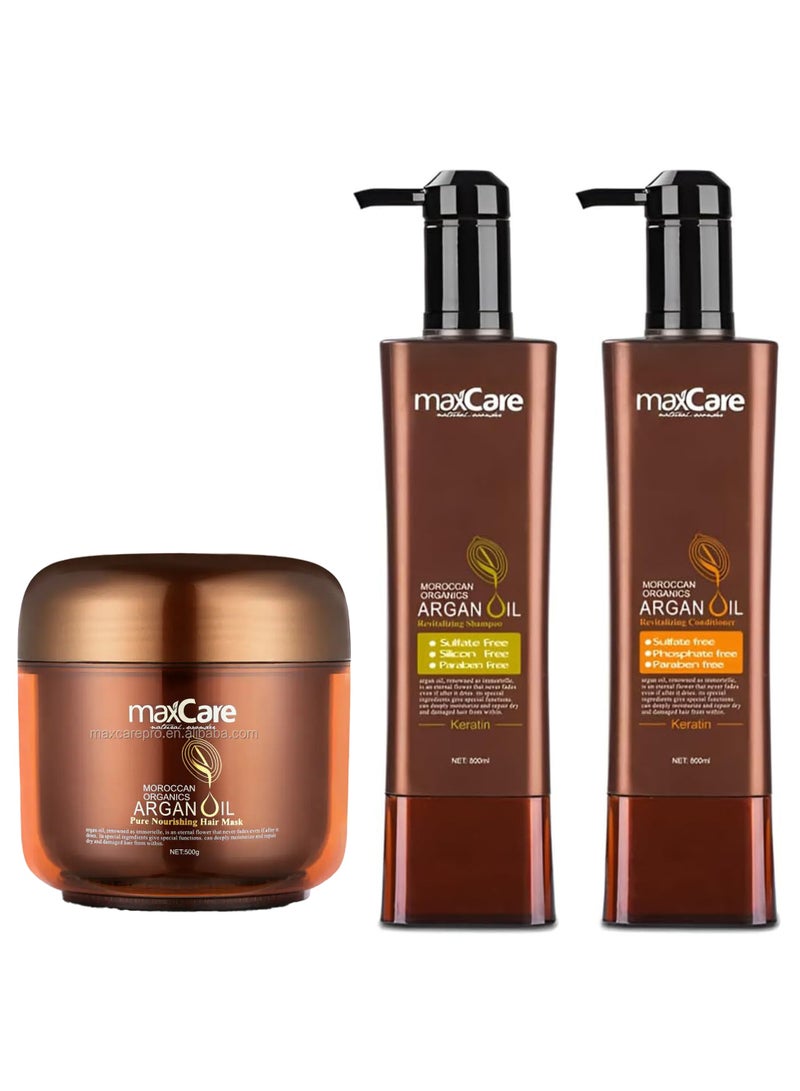 Shampoo and Conditioner & Mask with Argan Oil, Sulfate, Silicone & Paraben Free 800