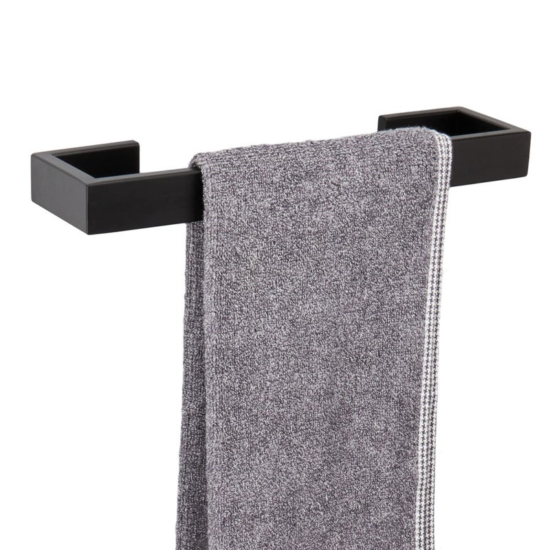 TocTen Bath Towel Rack  Square Base Thicken SUS304 Stainless Steel Towel Bar for Bathroom Bathroom Bar Accessories Towel Rod Heavy Duty Wall Mounted Towel Holder Matte Black 12 Inch