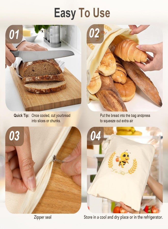 gulisot Beeswax Bread Bags, XL Reusable Linen Cotton Sourdough Bread Bag with Sealing Zip for Homemade Bread to Keep Fresh, 2 Pack - Image 4