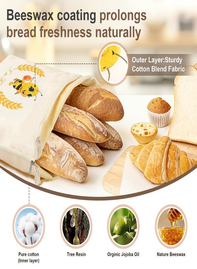 gulisot Beeswax Bread Bags, XL Reusable Linen Cotton Sourdough Bread Bag with Sealing Zip for Homemade Bread to Keep Fresh, 2 Pack - Image 2