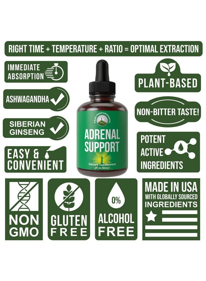 Peak Performance Adrenal Support Supplements to Restore Energy from Adrenal Fatigue. Liquid Drops Complex for Women and Men. Supports Healthy Cortisol Management. Supplement with Adaptogens - Image 3