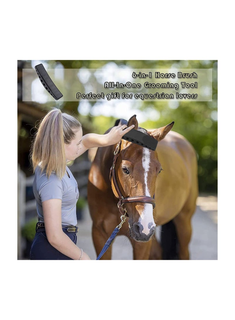 SOLARAE Horse Brush, Horse Massage Comb, 6-in-1Horse Hair Brush, TPR Horse Grooming Brush, Pet Root Brush, Horse Shedding Tool, Removing Dried Loose Hair, for Horse Dog and Cat Grooming Shedding - Image 3