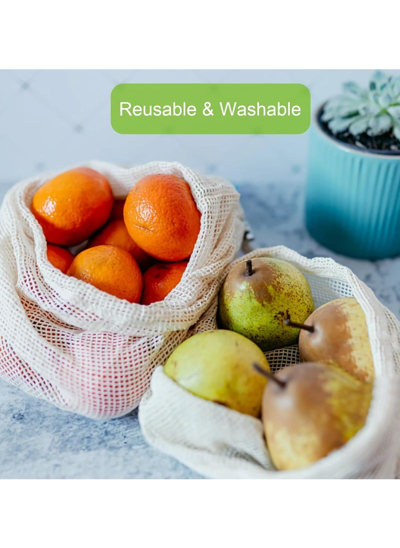 Oasisgalore 6-Pack Reusable Cotton Mesh Produce Bags with Drawstring for Fruits and Vegetables (2S/2M/2L)  - Image 5
