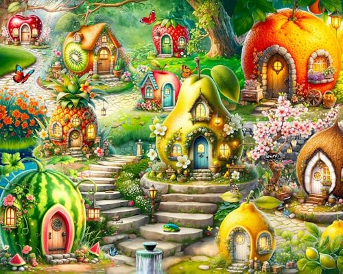 Springbok Fruitful Dream Village 500 Piece Jigsaw Puzzle for Adults and Family Colorful Fantasy Unique Cut Pieces Made in USA - Image 1