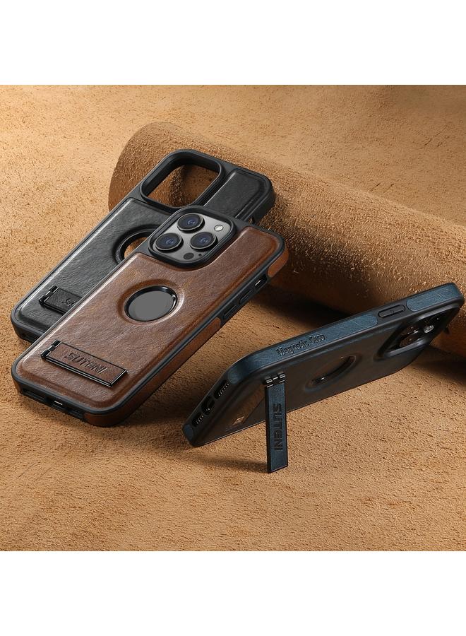 Suteni Case For iPhone 16 Plus G2 Magsafe Oil Wax Leather Back Phone Case with Holder - Image 5