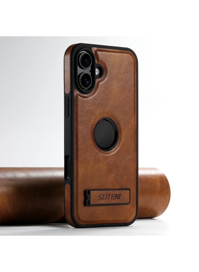 Suteni Case For iPhone 16 Plus G2 Magsafe Oil Wax Leather Back Phone Case with Holder - Image 1