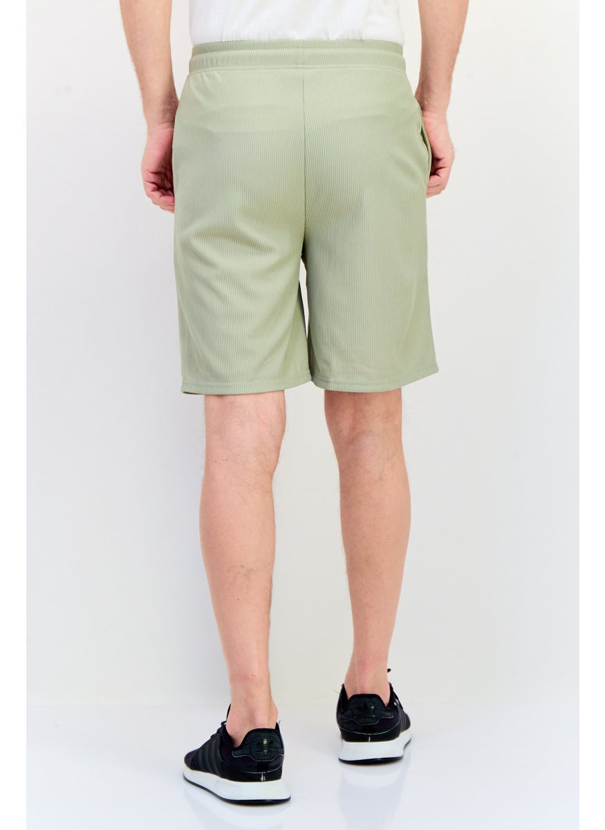 Core Elements Men Brand Logo Basic Shorts, Moss Grey  - Image 3