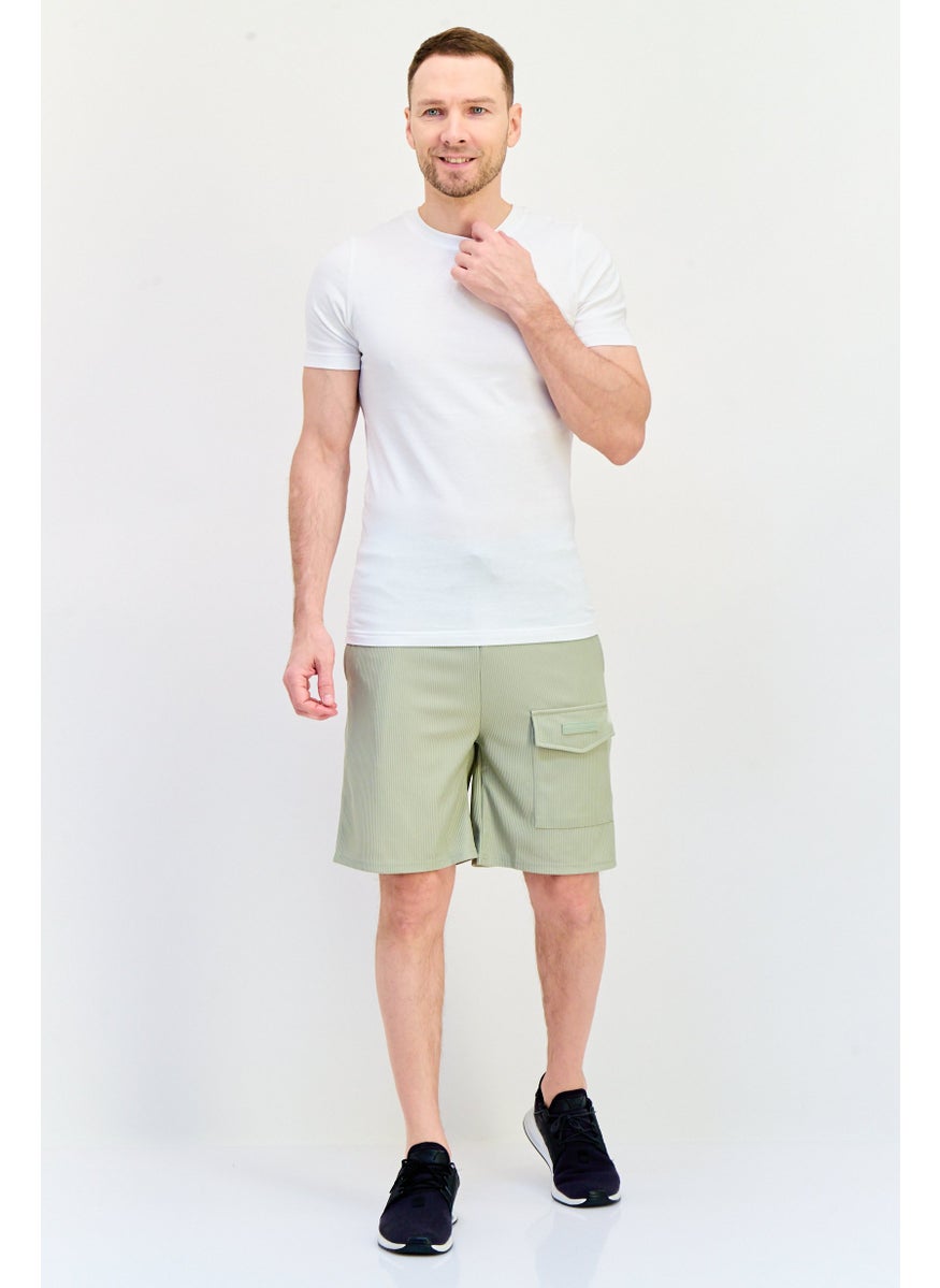Core Elements Men Brand Logo Basic Shorts, Moss Grey  - Image 4