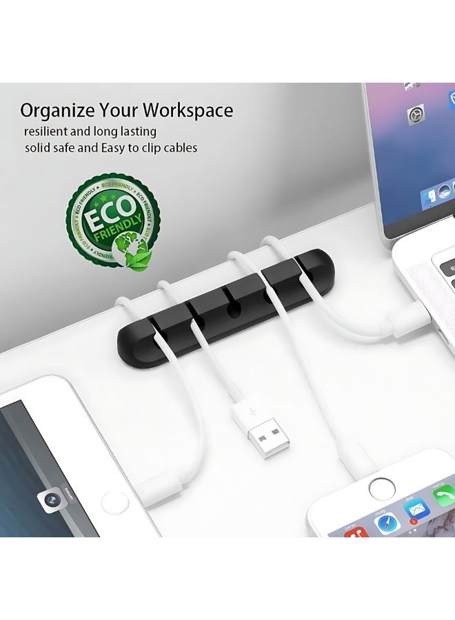 أثير حامل سلك منظم الكابلات المكون من 5 عبوات ، إدارة الكابلات ذاتية اللصق لكابل USB / سلك الطاقة / الأسلاك ، السيارة والمكتب ، المنزل والمكتب (7-5-3-1-1 فتحات) ، أسود - Image 2