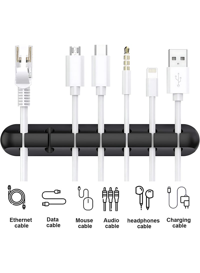 أثير حامل سلك منظم الكابلات المكون من 5 عبوات ، إدارة الكابلات ذاتية اللصق لكابل USB / سلك الطاقة / الأسلاك ، السيارة والمكتب ، المنزل والمكتب (7-5-3-1-1 فتحات) ، أسود - Image 4