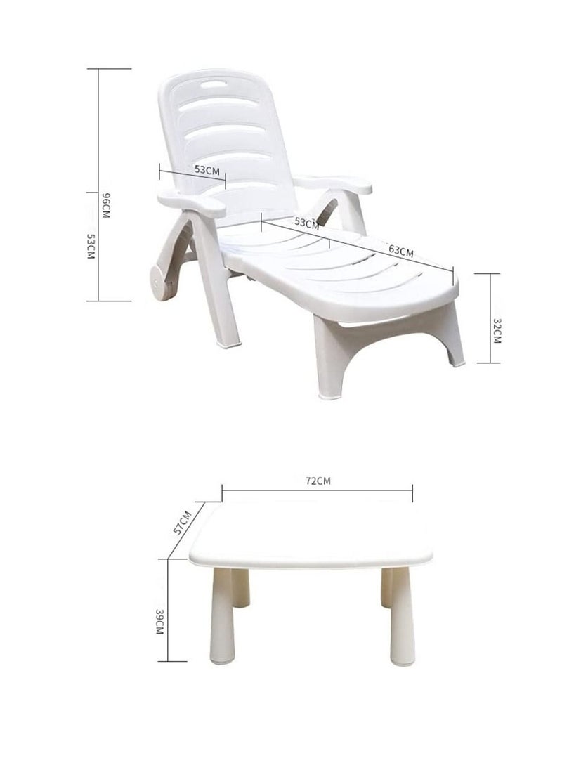 Generic Beach Chair,Leisure Beach Lounge Chairs,Foldable Beach Chair,Plastic Pool Bed,Adjustable Summer Sunlounger (White-1 chair)  - Image 3