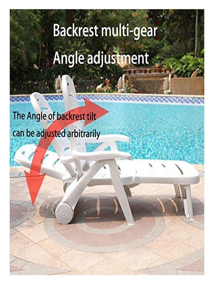 Generic Beach Chair,Leisure Beach Lounge Chairs,Foldable Beach Chair,Plastic Pool Bed,Adjustable Summer Sunlounger (White-1 chair)  - Image 5