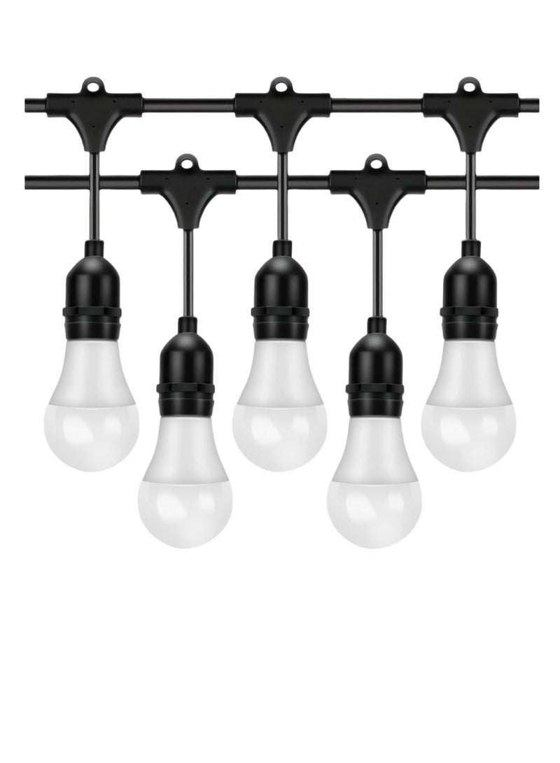 ESNCO 33FT Outdoor String Lights, Electric Plug-In Festoon Lights 10 Meter 20 LED Bulbs Cool White, Outdoor Waterproof Decorative Hanging Light String for Patio Garden Porch Yard  - Image 1