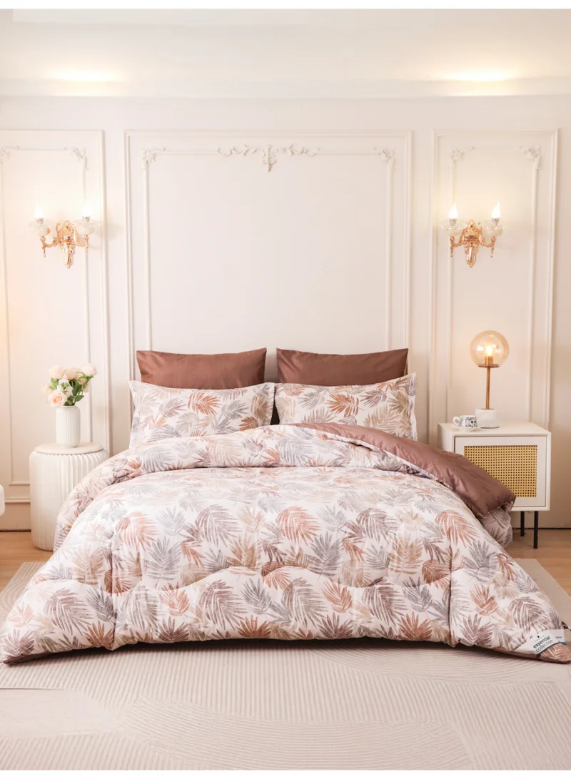 Donetella 6-Pcs Printed King Comforter Set | Fits 200x200 cm Size Bed | Soft Brushed Microfiber | Reversible Printed Comforter | 350 GSM Down Alternative Fill