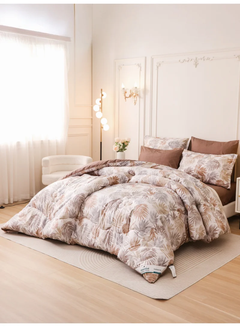 Donetella 6-Pcs Printed King Comforter Set | Fits 200x200 cm Size Bed | Soft Brushed Microfiber | Reversible Printed Comforter | 350 GSM Down Alternative Fill
