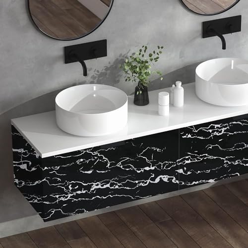 VYOOx Marble Wallpaper Peel and Stick Waterproof Wallpaper for Home Kitchen Countertop Cabinet Furniture Oil Proof Kitchen Stickers (6, Black (2 Ft X 6.5Ft)) - Image 3