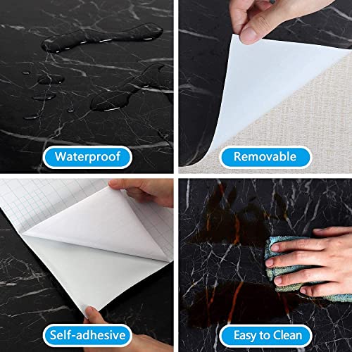 VYOOx Marble Wallpaper Peel and Stick Waterproof Wallpaper for Home Kitchen Countertop Cabinet Furniture Oil Proof Kitchen Stickers (6, Black (2 Ft X 6.5Ft)) - Image 4