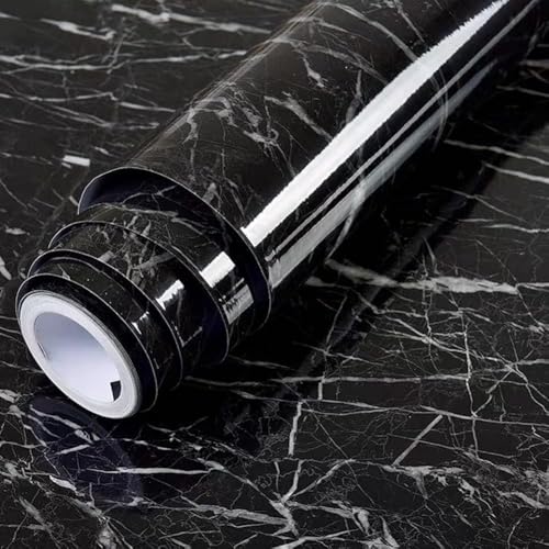 VYOOx Marble Wallpaper Peel and Stick Waterproof Wallpaper for Home Kitchen Countertop Cabinet Furniture Oil Proof Kitchen Stickers (6, Black (2 Ft X 6.5Ft)) - Image 1