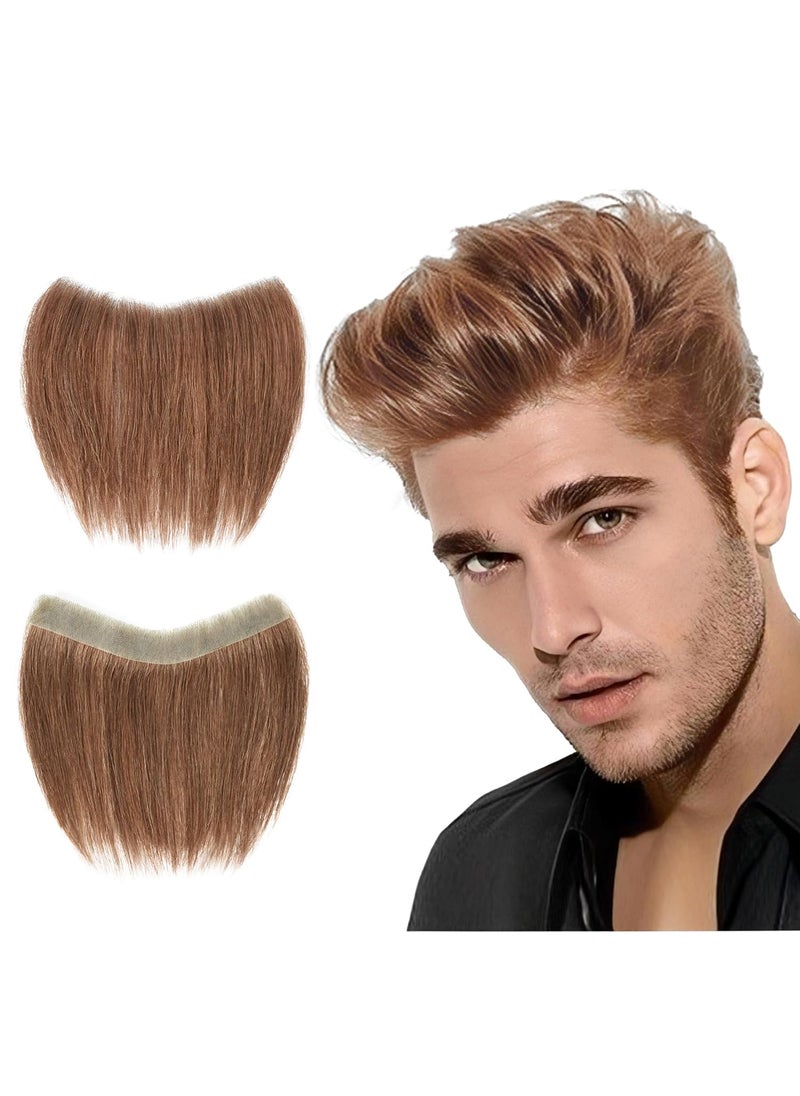 Meiverah Frontal Hairpiece for Men Light Brown Hair Extension Hairline Loss Straight Tape in Human Hair Toppers Replacement Toupee 078x63 6 Light Brown 