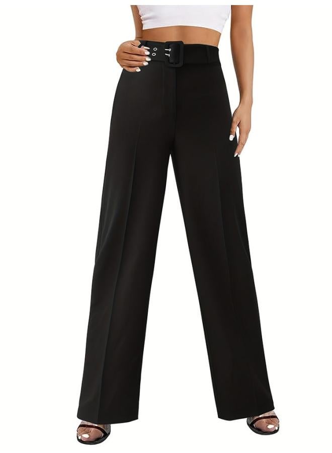 Women's Clothing Summer New Women's Straight Casual Pants Buckle Belt Slimming Versatile Women's Pants