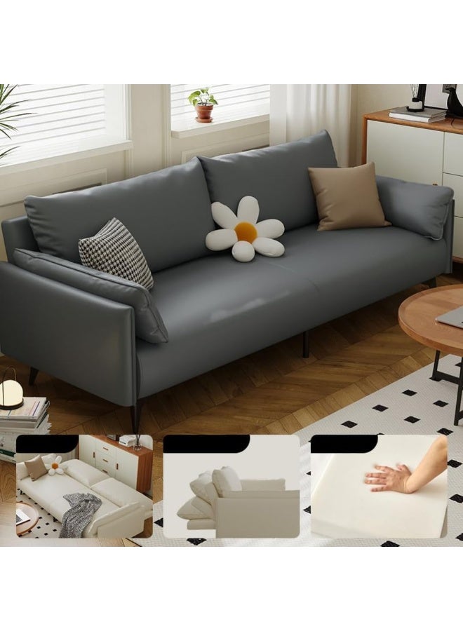 Poppins Home Portable Convertible Sleeper Sofa - Modern Tech Cloth, Memory Foam, Wood Frame, Stain Resistant, 3-Seater Sofa for Living Room(Dark Gray)