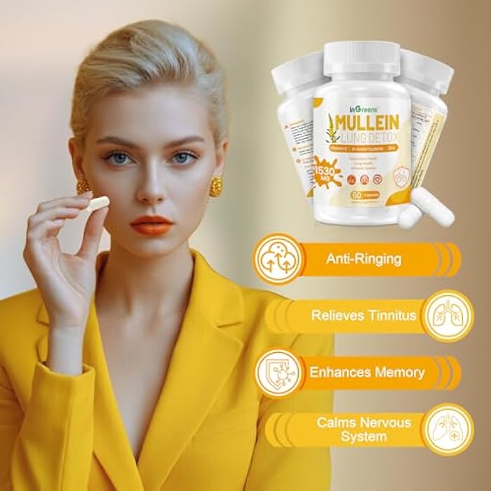 inGreens Mullein Leaf Extract 1530 Mg, 15-in-1 Herbal Supplements,Mullein Leaf Extract for Lungs,Bottled in USA - 60 Capsules - Image 3