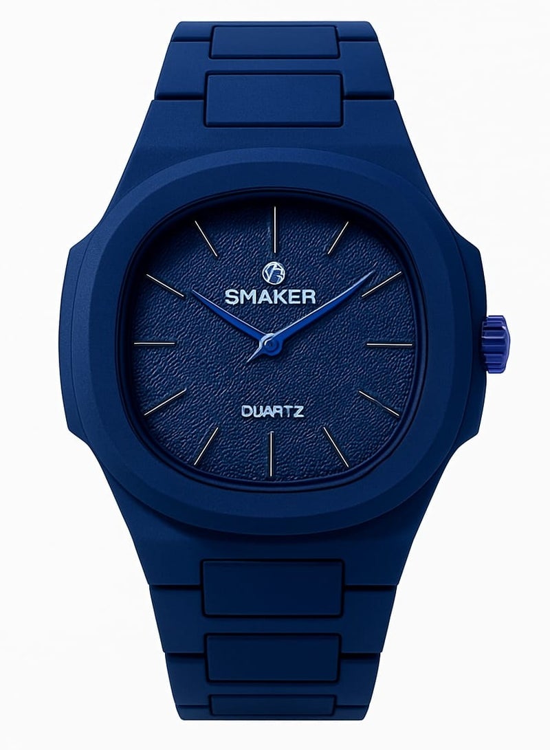 SMAKER Men’s Quartz Wrist Watch – Blue, Classic Stainless Steel Strap, Water Resistant - Image 1