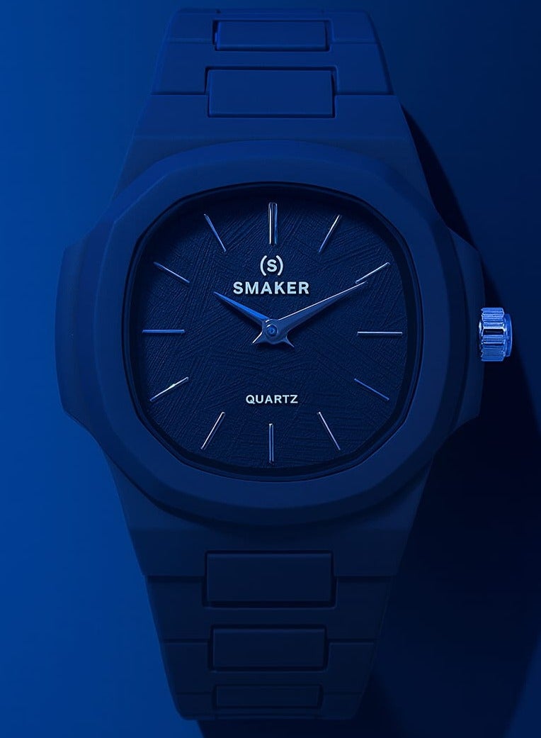 SMAKER Men’s Quartz Wrist Watch – Blue, Classic Stainless Steel Strap, Water Resistant - Image 3