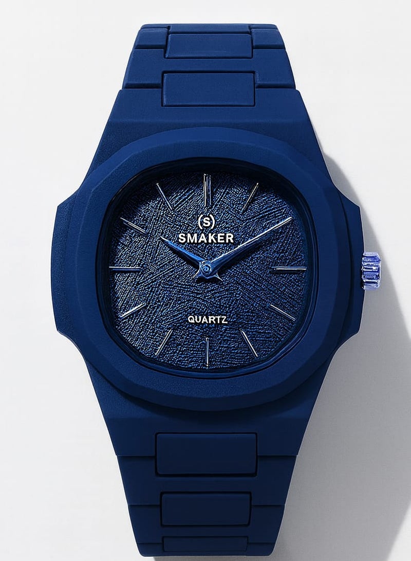 SMAKER Men’s Quartz Wrist Watch – Blue, Classic Stainless Steel Strap, Water Resistant - Image 2
