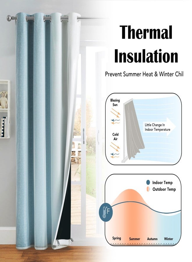 Geomoroccan 100% Blackout Curtains with Sheer Overlay Mix and Match Double Layer Drapes 84 Inch Long 2 Panels for Bedroom Living Room Blue White Ombre Grommet Window Treatment with Tiebacks - Image 5