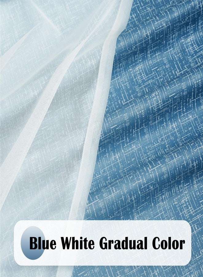 Geomoroccan 100% Blackout Curtains with Sheer Overlay Mix and Match Double Layer Drapes 84 Inch Long 2 Panels for Bedroom Living Room Blue White Ombre Grommet Window Treatment with Tiebacks - Image 2
