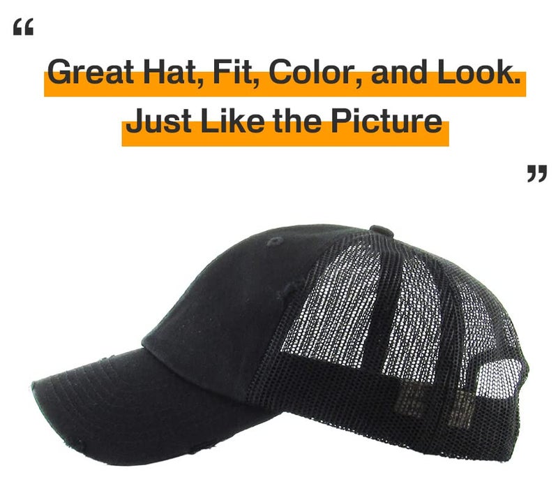 KBETHOS KBE-VM BLK Vintage Mesh Adjustable Baseball Cap, One Size, Black Trucker - Image 5