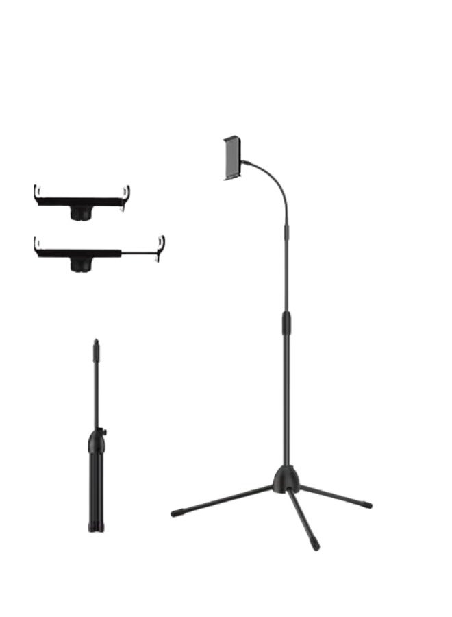 360 Degree Adjustable Tripod Phone Holder Stand for Phones and Tablets (3.5-12.5 inch) - Black  - Image 1