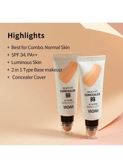 YADAH Silky Fit Concealer BB Power Brightening 118 Ounce 23 Natural Beige 2 in 1 Base Makeup Natural Ingredients Foundation Cream  - Image 4